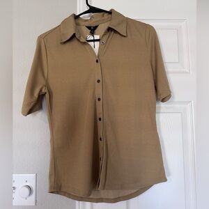 Tan Short Sleeve Button-Up Shirt